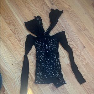 White fox full body clubbing jumpsuit sheer fishnet